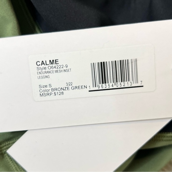 NEW Johnny Was Calme Endurance Mesh Inset Green Bronze Performance Leggings Sz S - Picture 8 of 13